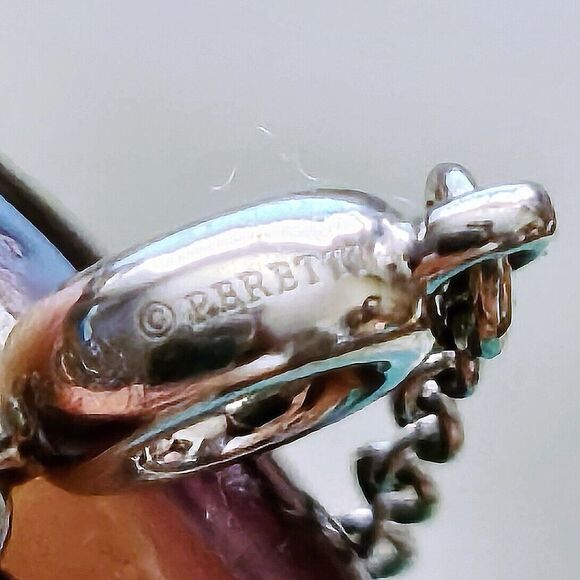 $1200++ Tiffany & Co. Elsa Peretti Platinum Diamond BTY Ring Chain .07 Carats - Picture 3 of 6